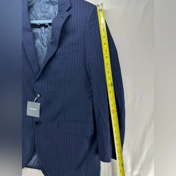 Indochino Jacket Blazer Sport Coat Wool Navy Blue Pin Stripe 2 Button 38 NWT